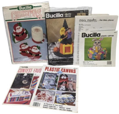 Needlecraft Plastic Canvas Kit Instruction Sheet Lot Bucilla Christmas Halloween - Image 1 of 4