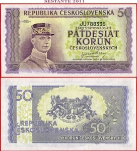 TSCHECHOSLOWAKEI 50 KORUN nd 1945 P 62 UNC Papierfehler kostenloser Versand ab 100$ - Bild 1 von 6