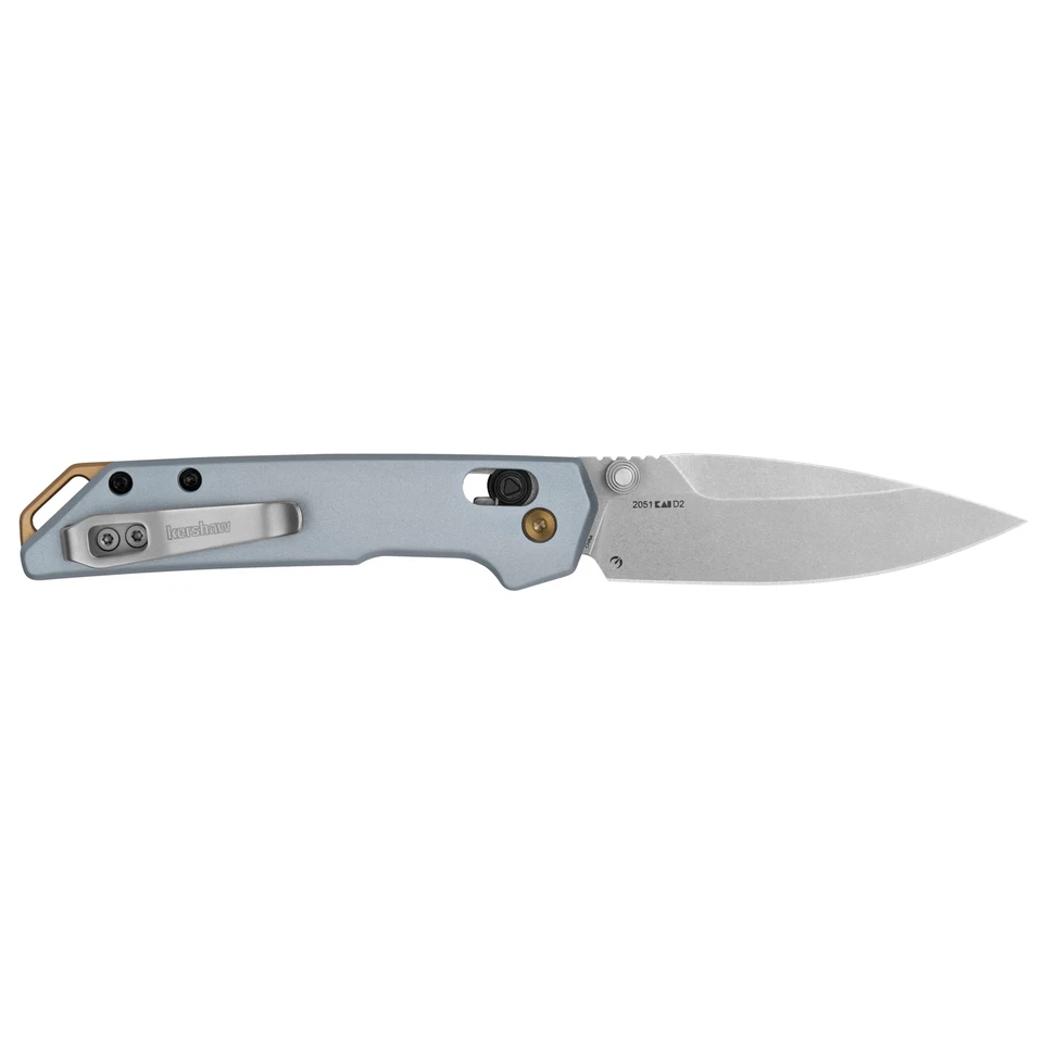 Kershaw Mini Iridium Folding Knife 3" Plain Edge D2 Blade Aluminum Handle - 2051