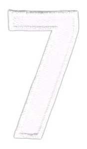 be79★Número 7 Siete Blanco Número Parche Aplicación Imagen Planchado Parche 2,5 x 5,0 cm - Imagen 1 de 2