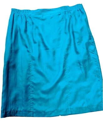 Falda Lápiz Seda Turquesa Hasta la Rodilla M Completamente Forrada Soleada Leigh Cintura Elástica Foto 1 de 4