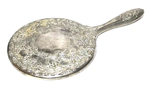 Kosmetik Handspiegel geprägt versilbert Vintage Stil - Bild 1 von 5