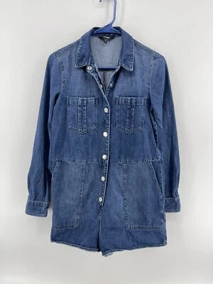 Chaqueta de Jean Express Botón Mameluco Pantalones Cortos Mujer Talla XS Azul Denim Manga Larga Foto 1 de 4