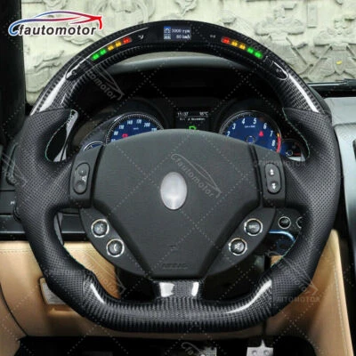 Volante LED de fibra de carbono real apto para Maserati Granturismo GT 2007-2020 Foto 1 de 4
