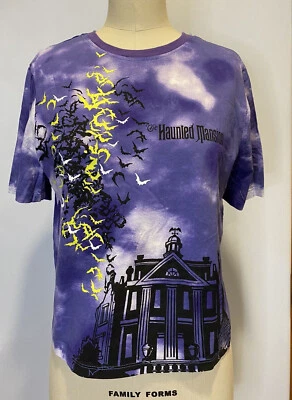 迪士尼世界迪士尼乐园鬼屋紫色领带染料蝙蝠女士上衣 M — 第 1/4 张图片