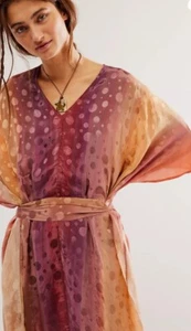 Free People Jen's Pirate Booty Electric Universe Ombre Gradient Kaftan M/L - Picture 1 of 7