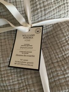 Williams Sonoma Home Cocoon Organic Cotton Full/Queen Duvet Cover - Gray NEW