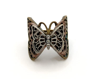 Anillo Multi Mariposa Pavé Pulido Elástico Distintivo Metal Cobre Plata Oro Foto 1 de 4