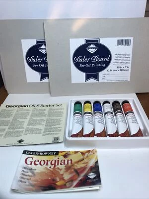 Daler Rowney Artist Oils Starter Set 6 Tubes, 2 Daler Boards - Image 1 of 4