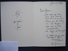ORIGINAL GREETING CARD SIGNED by ACTRESS GINA GERSHON to DIRECTOR GLENN JORDAN 