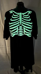 Unique Vintage Halloween Black Glow In The Dark Skeleton Goth Dress Size 5X/26 - Picture 1 of 8