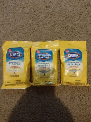 Clorox To Go Travel Pack Lemon Scent With 9 Wipes x 3packs (27 wipes total) - Image 1 of 4