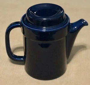 Pfaltzgraff Cobalt Dark Blue Navy Ceramic Pitcher Coffee Tea Pot w Lid.  dec19 - Picture 1 of 11