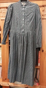 Vintage Laura Ashley Dress Prairie Modest corduroy puff sleeve dress 10 12 38 - Picture 1 of 10