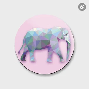 Elephant Triangulated Animal | 4'' X 4'' Round Decorative Magnet - Picture 1 of 2