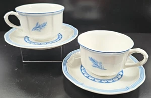 2) Villeroy Boch Casa Azul Cup Saucer Set Scallop Blue Table Coffee Tea Dish Lot - Picture 1 of 24