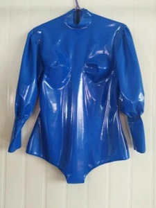 Latex Catsuit Gummi Fitnesskleidung Navy Blau Cosplay Club Dreieck Bodysuit0,4mm - Bild 1 von 5
