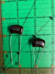 .1uF 100v CDE Brown Drop Capacitor DMF1P1 100nF Vintage AUDIO Tested 2pcs - Picture 1 of 3