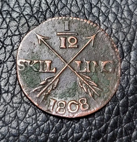 1808 Sweden 1/12 Skilling Coin Cover