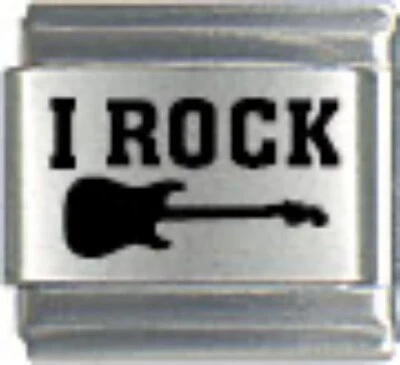 PULSERA CON ENCANTO ITALIANO I LOVE ROCK ESLABÓN 9MM ACERO INOXIDABLE Foto 1 de 3