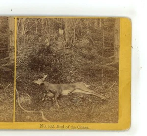 Ende der Jagd Hirsch Jagd Kilburn Stereoview - Bild 1 von 3