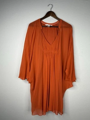 DVF Silk Chiffon Dusty Orange Rust Fleurette Mini Dress Diane Von Furstenberg 10 - Image 1 of 4