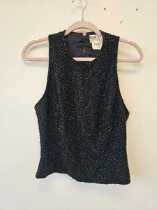 Black Tie Oleg Cassini Women's Black Top Neimann Marcus Evening Tank Size 10 - Picture 1 of 6