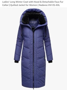 Marikoo Damen langer Wintermantel Nadaree XVI-1 blau violett Large - Bild 1 von 8