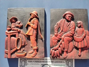 2 Vintage Terracotta Tile 3D Wall Art - Picture 1 of 20