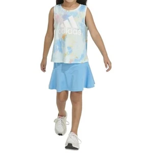adidas Toddler/Little Girls 2-Piece Printed Tank and 3-Stripe Skort Set 4 151 - Picture 1 of 2