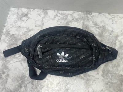 Black Adidas Logo Print Fanny Pack Belt Bag RN# 90288 Adjustable Travel - Image 1 of 4