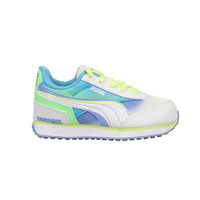 Zapatillas informales PUMA Future Rider aerógrafo con cordones niños pequeños azules, blancas Foto 1 de 4