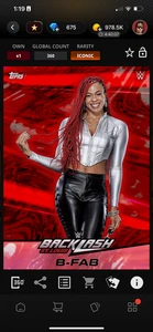 DIGITAL Topps WWE Slam Backlash 25 B-Fab Red Lava - Picture 1 of 2