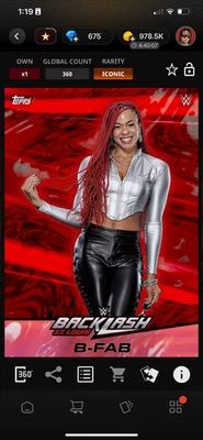 DIGITAL Topps WWE Slam Backlash 25 B-Fab Red Lava - Image 1 of 2
