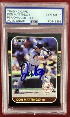Don Mattingly Signed 1987 Donruss #52 Yankees Baseball Card Auto PSA/DNA MT 10 - Image 1 of 3