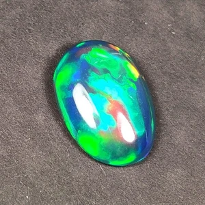 2.62 Ct  Natural Black Flashing Black Fire Opal Oval Cab - 8912 - Picture 1 of 2