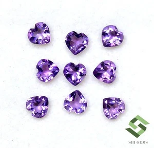 5x5 mm Natural Amethyst Heart Shape Cut Lot 10 Pcs 3.80 CTS Loose Gemstones - Picture 1 of 7