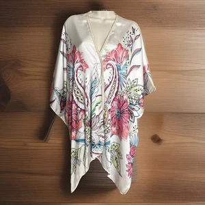 Peck & Peck Womens Floral Kimono Jacket Cover-Up Small/Medium Paisley - Picture 1 of 9