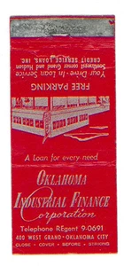 OKLAHOMA INDUSTRIAL FINANCE CORPORATION MATCHBOX LABEL ANNI '50 AMERICA - Imagen 1 de 1