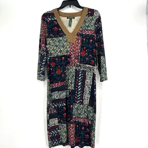 NEU LRL Lauren Ralph Lauren Hemdblusenkleid Patchwork grün Blumen Wildlederimitat Gr. M - Bild 1 von 9