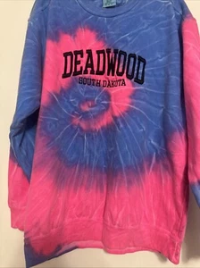 Vintage Deadwood South  Dacota Adult L  Tie Dye Long Sleeve T-Shirt - Picture 1 of 13