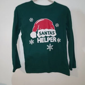 Childrens Place Santa's Helper Long Sleeve Green Shirt Size Large 10/12 T-shirt - Picture 1 of 7
