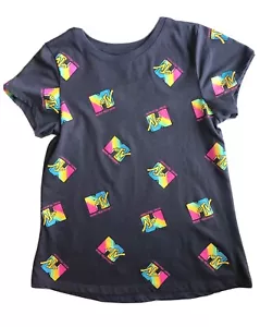 MTV Retro Girls Gray Rainbow Shirt Size 10/12 EUC - Picture 1 of 6