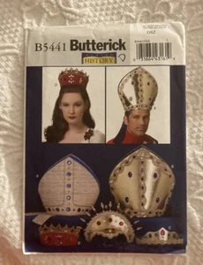 Butterick 5441 Unisex Costume Crown Bishop Hat Mitre Sewing Craft Pattern Uncut - Picture 1 of 4