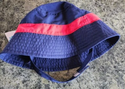 Carter's Sun Bucket Hat Wide Brim Hat for  Baby Boys 6-12m New  Chin Strap - Image 1 of 3