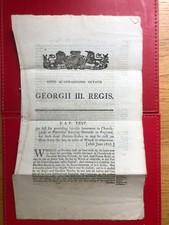 Original Act of Parliament relating To Burial of Bodies 'Cast on shore from sea'