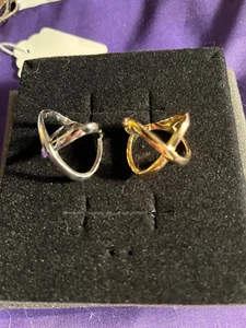 2 Kreuzringe Gr. 10 gold/silberfarben - Bild 1 von 3