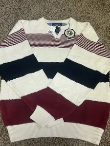 Woods and Gray Sweater - Men's XL - Red White Blue Stripe - Grandpa - Thick Knit - Picture 1 of 5
