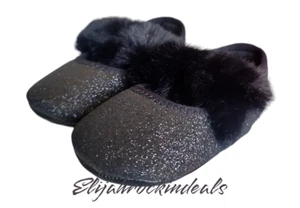 NEW UGG BABY FLUFF GLITTER BALLET FLAT BLACK SHOES US 04/05 INFANT (12-18) MONTH - Picture 1 of 8