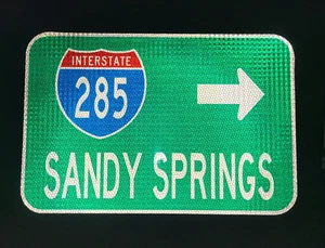 SANDY SPRINGS Interstate 285 route road sign 18"x12", Georgia, Marietta, Atlanta - Picture 1 of 8